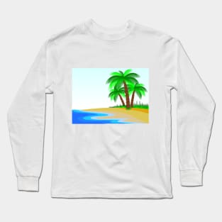 Minimalist Palm Tree Design Long Sleeve T-Shirt